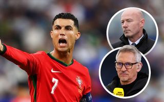 Cristiano Ronaldo, with BBC pundits Alan Shearer and Gary Lineker inset