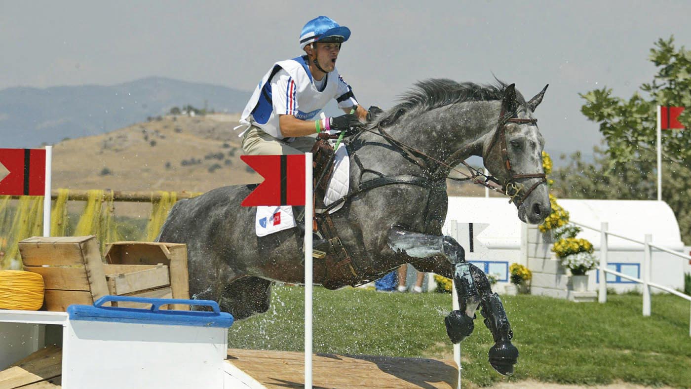 France's Nicolas Touzaint in action onboard Galan De Sauvagere.