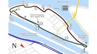 Map of the Circuit Gilles Villeneuve which is the venue for the Canada Grand Prix