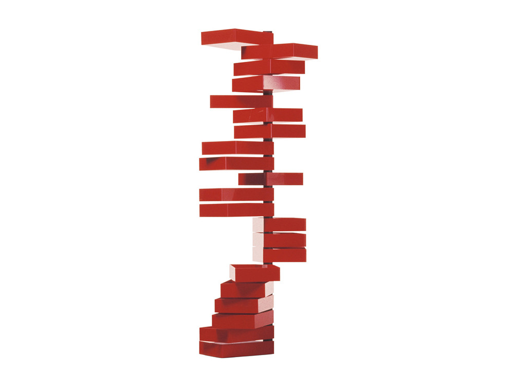 shiro kuramata red revolving cabinet with open drawers cappellini