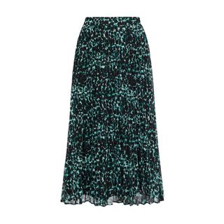 Warehouse leopard print pleated skirt