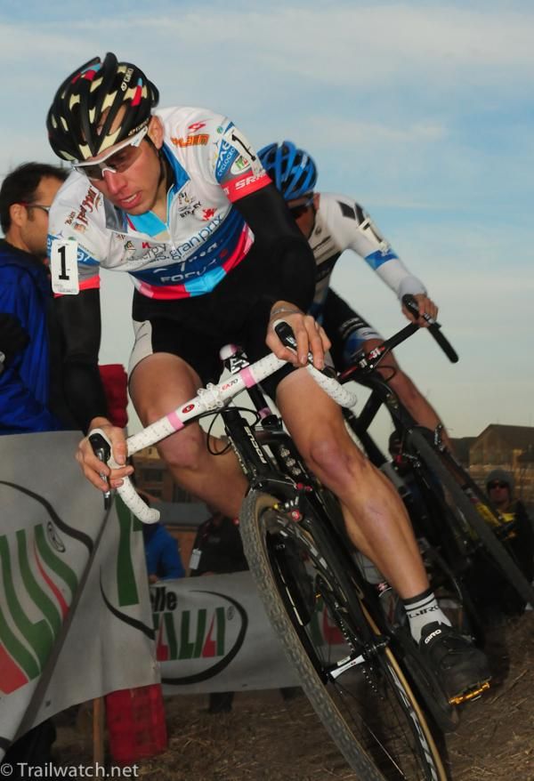Jeremy Powers (Rapha Focus) at the end of lap one