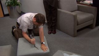 The Office Dwight cuts up sofa