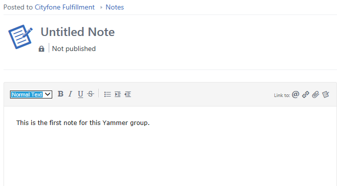 Yammer note