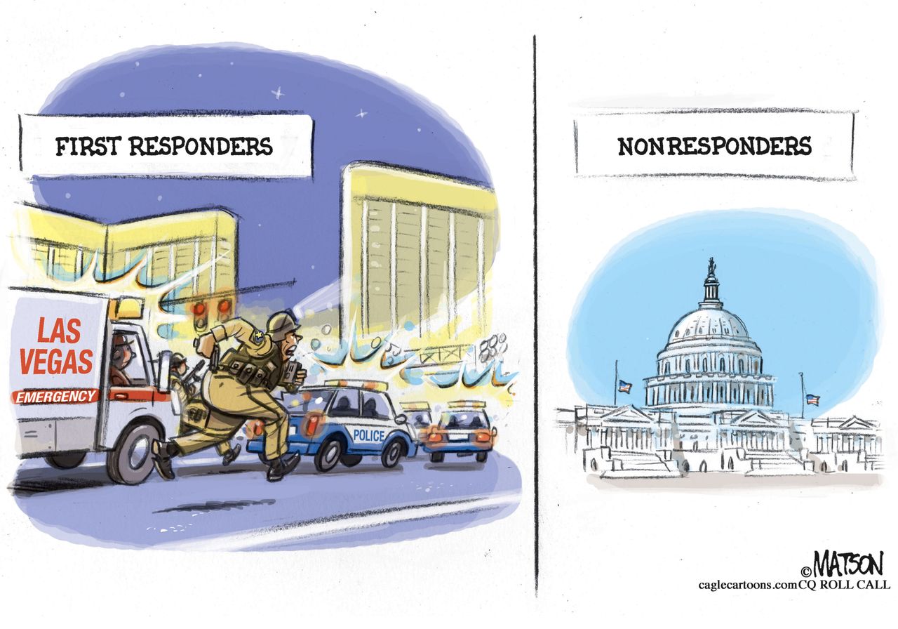 Political cartoon U.S. Las Vegas shooting Congress gun control