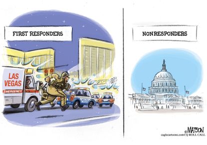 Political cartoon U.S. Las Vegas shooting Congress gun control