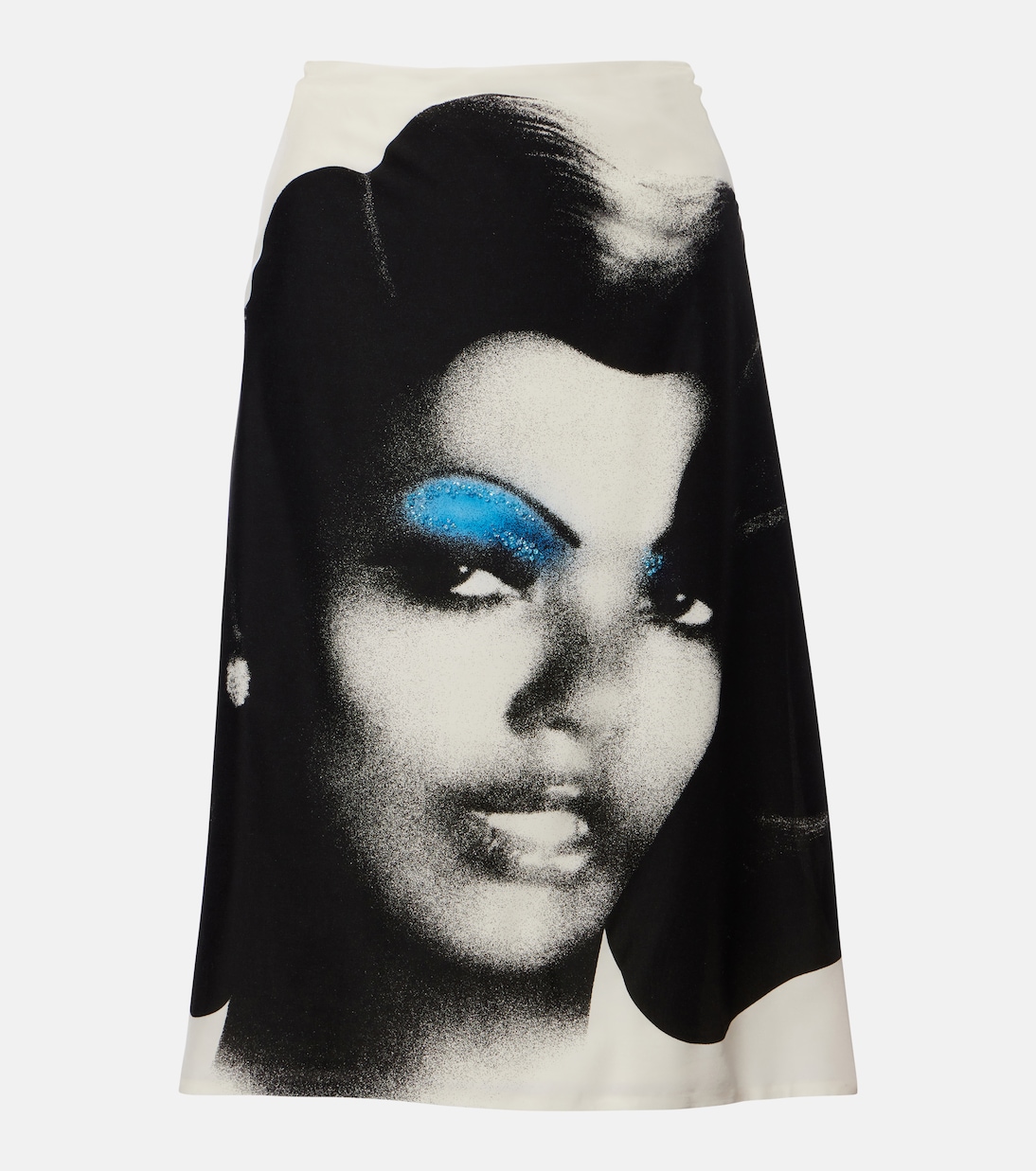 Printed Silk Poplin Midi Skirt in Multicoloured - Versace