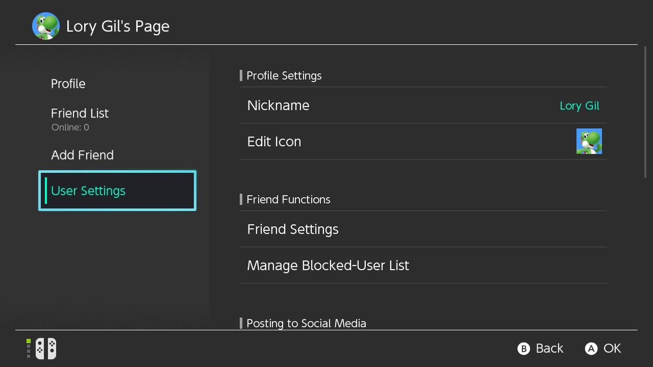 Select User Settings