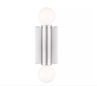Modern silver wall sconce from Bloomingdale's.