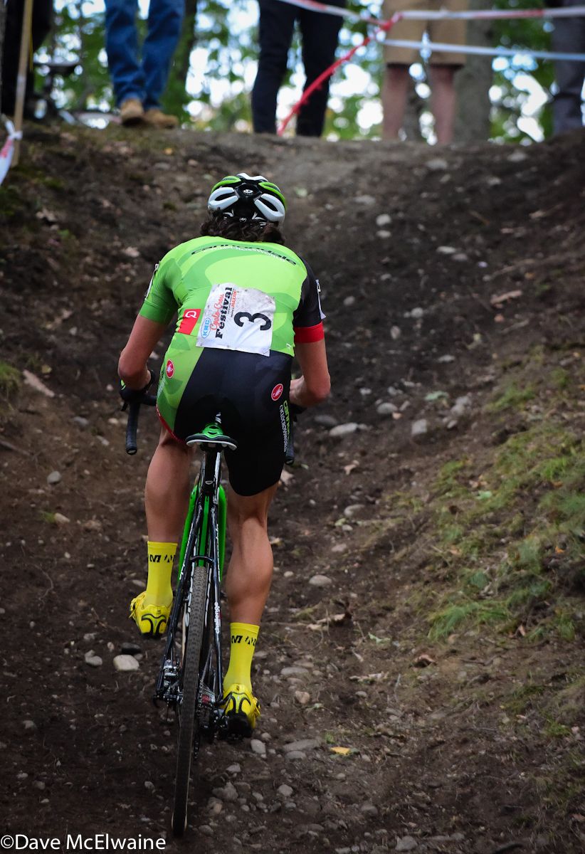 Curtis White (Cannondale) riding the steepest run-up of the day