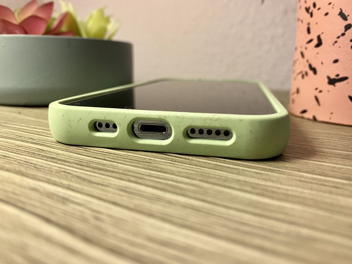 Pela Sage Green Hearts Iphone 13 Pro Case Charging Speakers Cutout