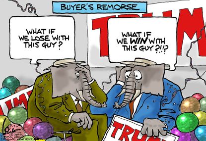 Political cartoon U.S. GOP buyers remorse