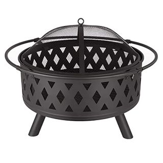 Fire Pit - 32-Inch Outdoor Wood Burning Firepit With Screen, Poker, and Cover - Outdoor Fire Pits for Backyard, Deck, or Patio by Pure Garden (black)