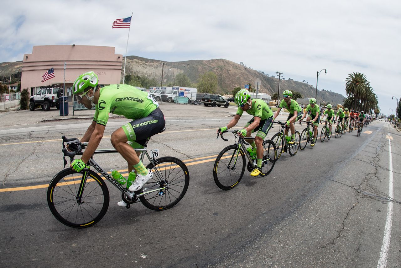 Alan Marangoni leading the Cannondale train