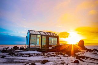 Glass tiny house in rural Iceland