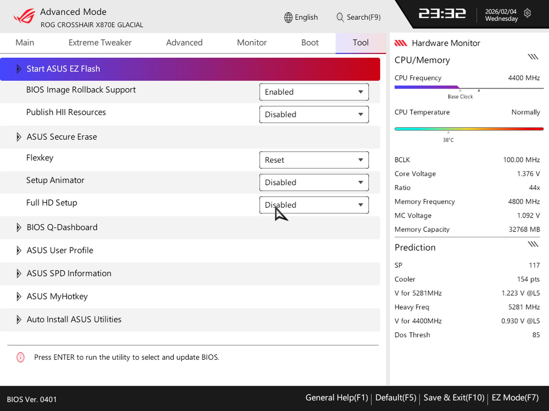 Asus ROG Crosshair X870E Glacial - BIOS