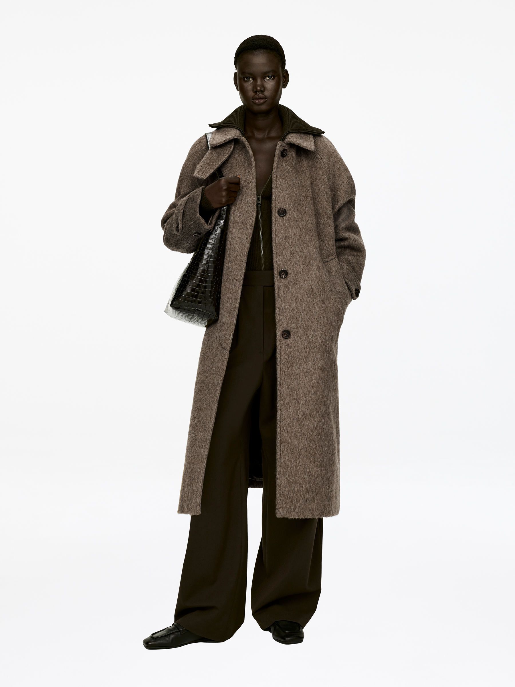 Wool-Alpaca Blend Coat &ndash; Dark Mole &ndash; Women &ndash; Arket Gb