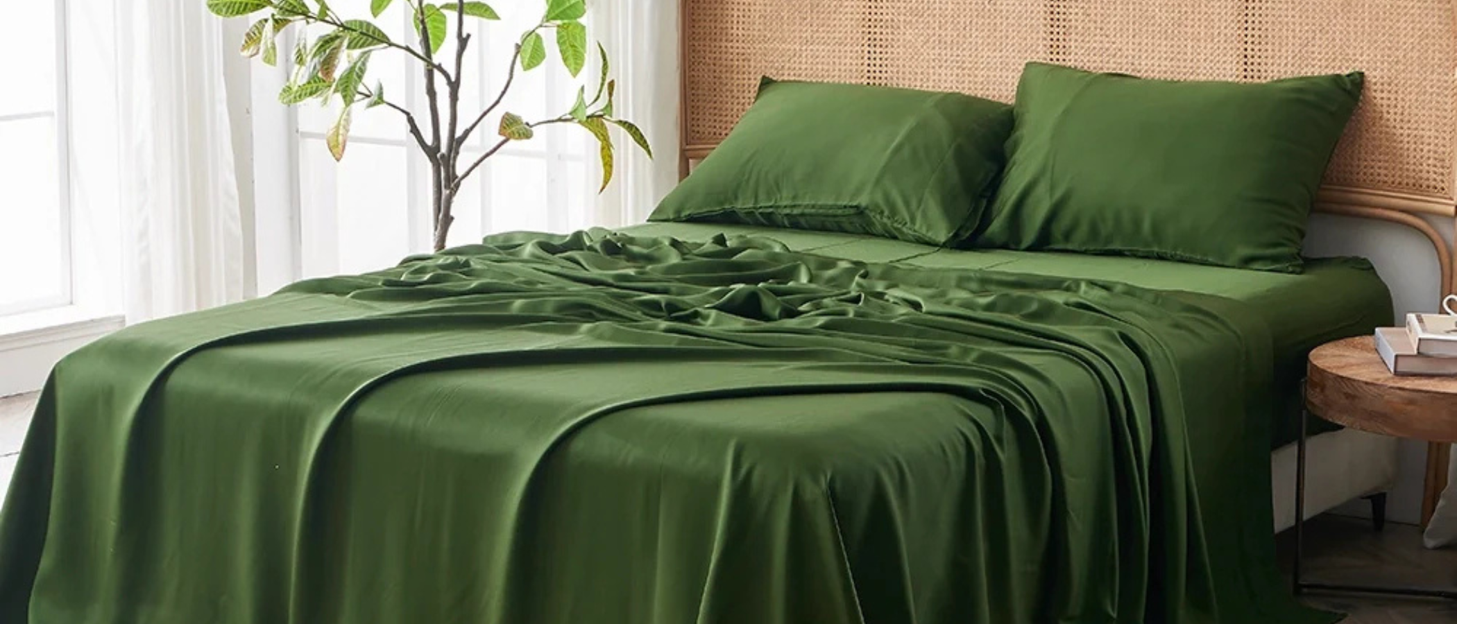 Sijo Airyweight Eucalyptus sheet set in green