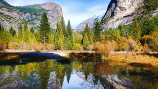 El Capitan reflected in Mirror Lake in Yosemite National Park