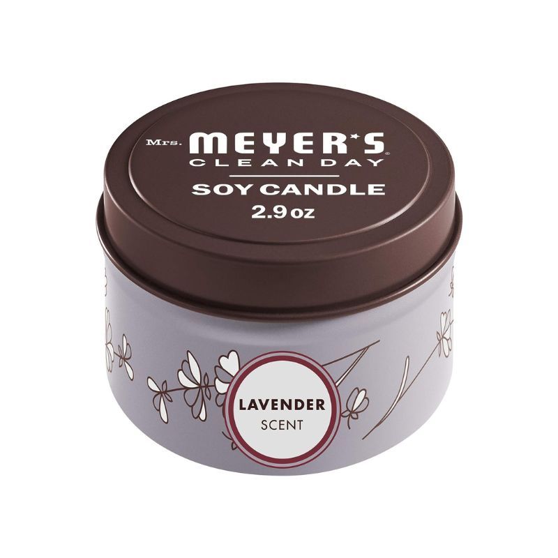Mrs. Meyer's Lavender Soy Tin Candle is one of the best candles on Amazon for the bathroom.