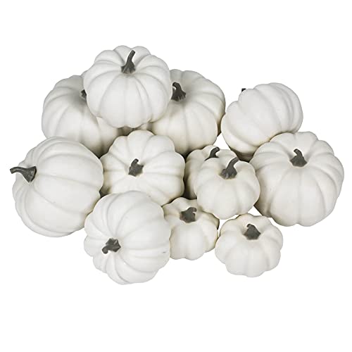 Orgrimmar 12pcs Artificial Lifelike Halloween Pumpkin Table Fireplace White