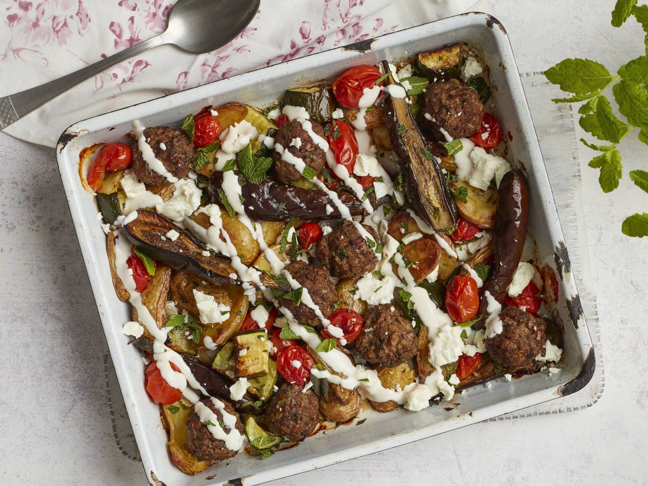 lamb traybake with yogurt sauce