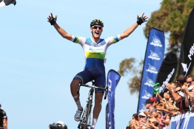 Luke Durbridge (Orica-GreenEDGE) enjoys his victory