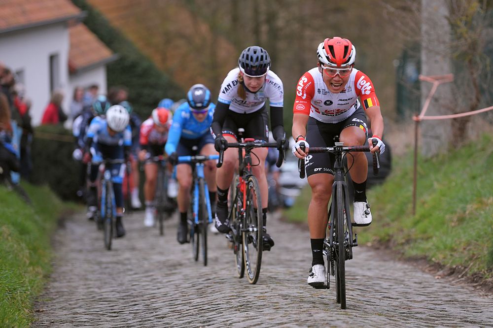 Thi That Nguyen of Vietnam is racing for Lotto Soudal Ladies at Omloop Het Nieuwsblad