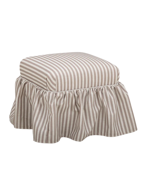 Gertrude Striped Performance Linen Skirted Ottoman