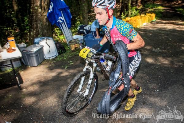 Justin Lindine (Redline) rode eight miles on a front flat on today's stage.