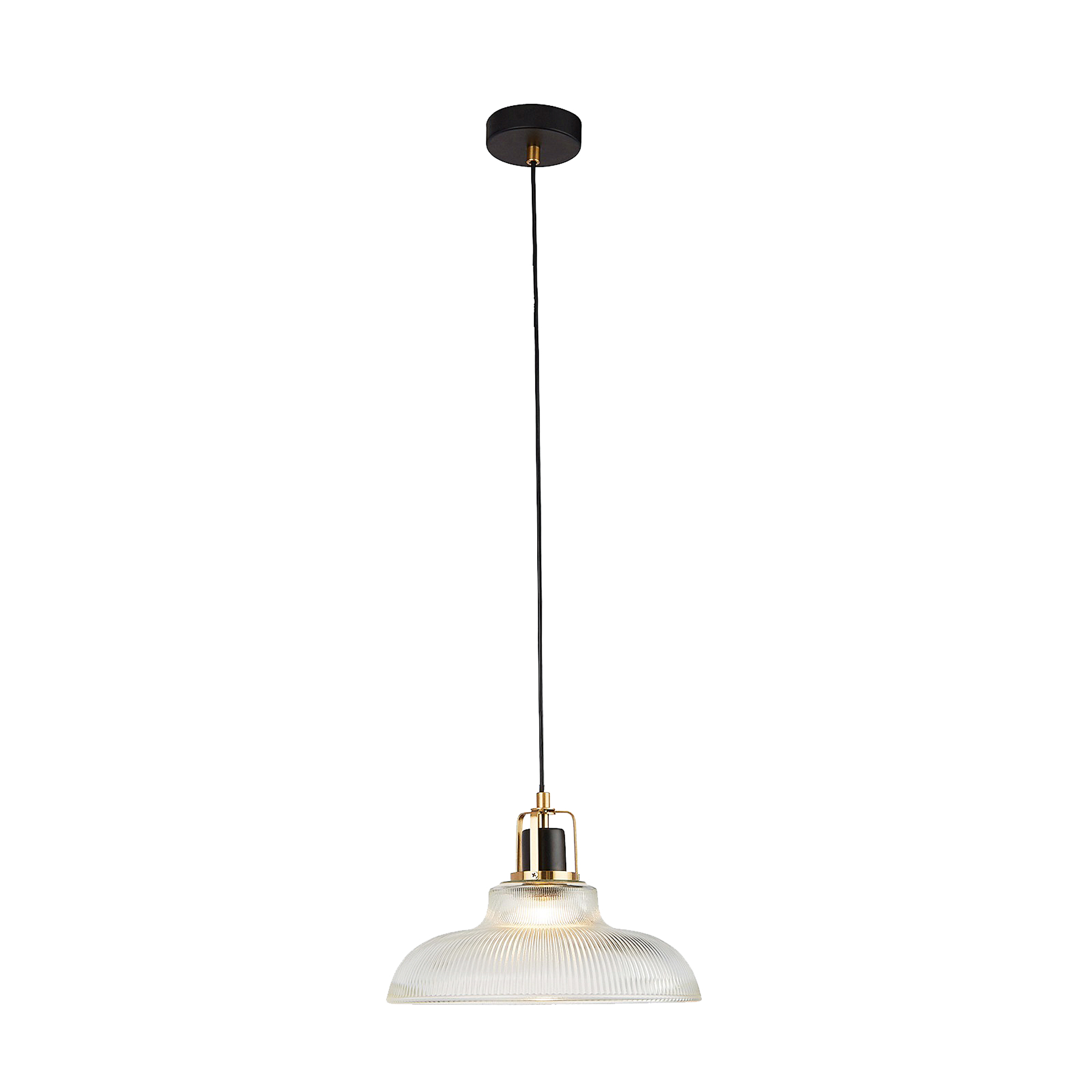 Searchlight Clear Brass and Black Highbury Industrial Pendant Ceiling Light by Next