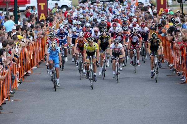 Alex Dowsett (Trek-Livestrong) leads out the group in the morning.