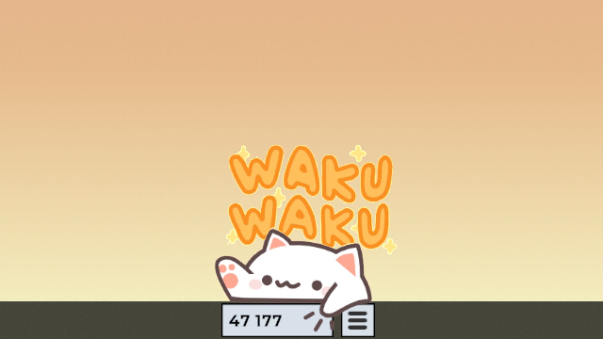 Bongo Cat bangs on a counter that displays 47,177. The background is a light, peachy orange color.