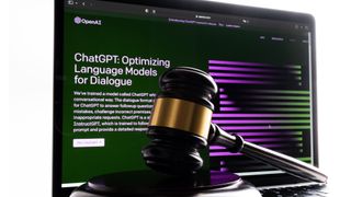 Gavel in front of ChatGPT Screen