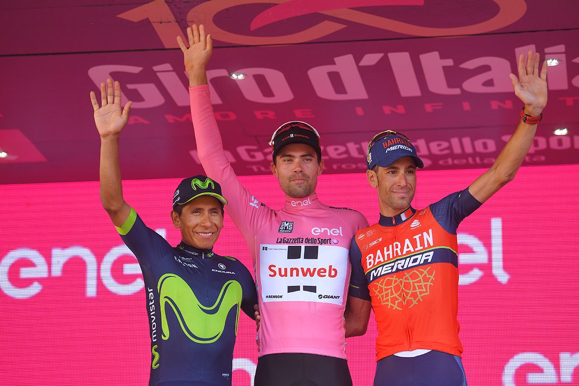 The final podium at the 2017 Giro d'Italia