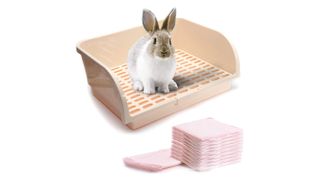 CALPALMY Large Rabbit Litter Box with Bonus Pads