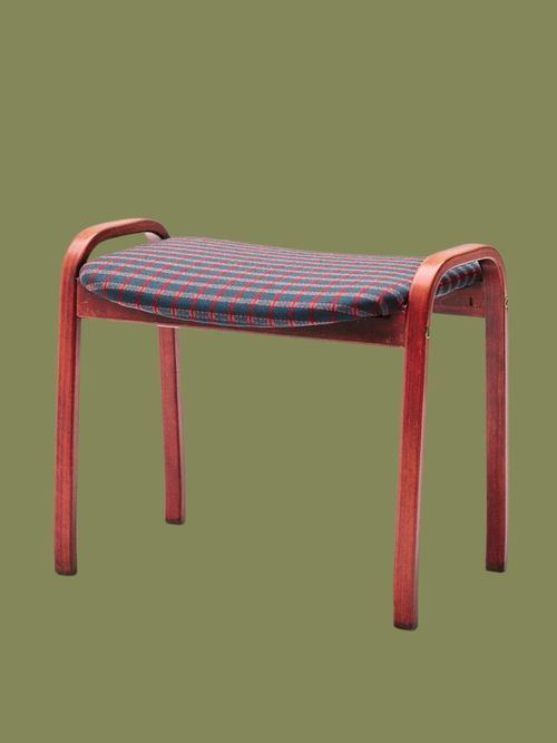 1960s Swedish Lamino Footstool Ottoman in Liberty's Cravat in Scarab Lacquer