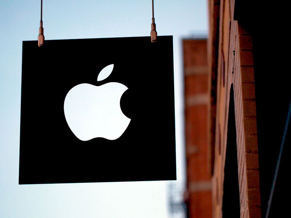 Apple Logo hung outside a store