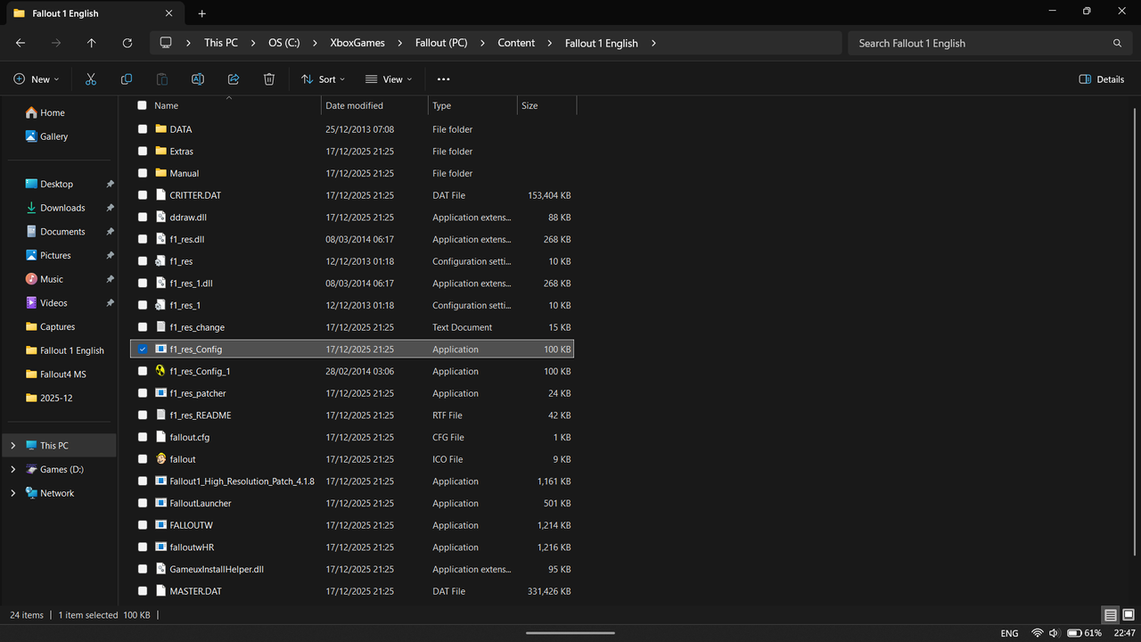 How to navigate to the correct folder to change Fallout settings