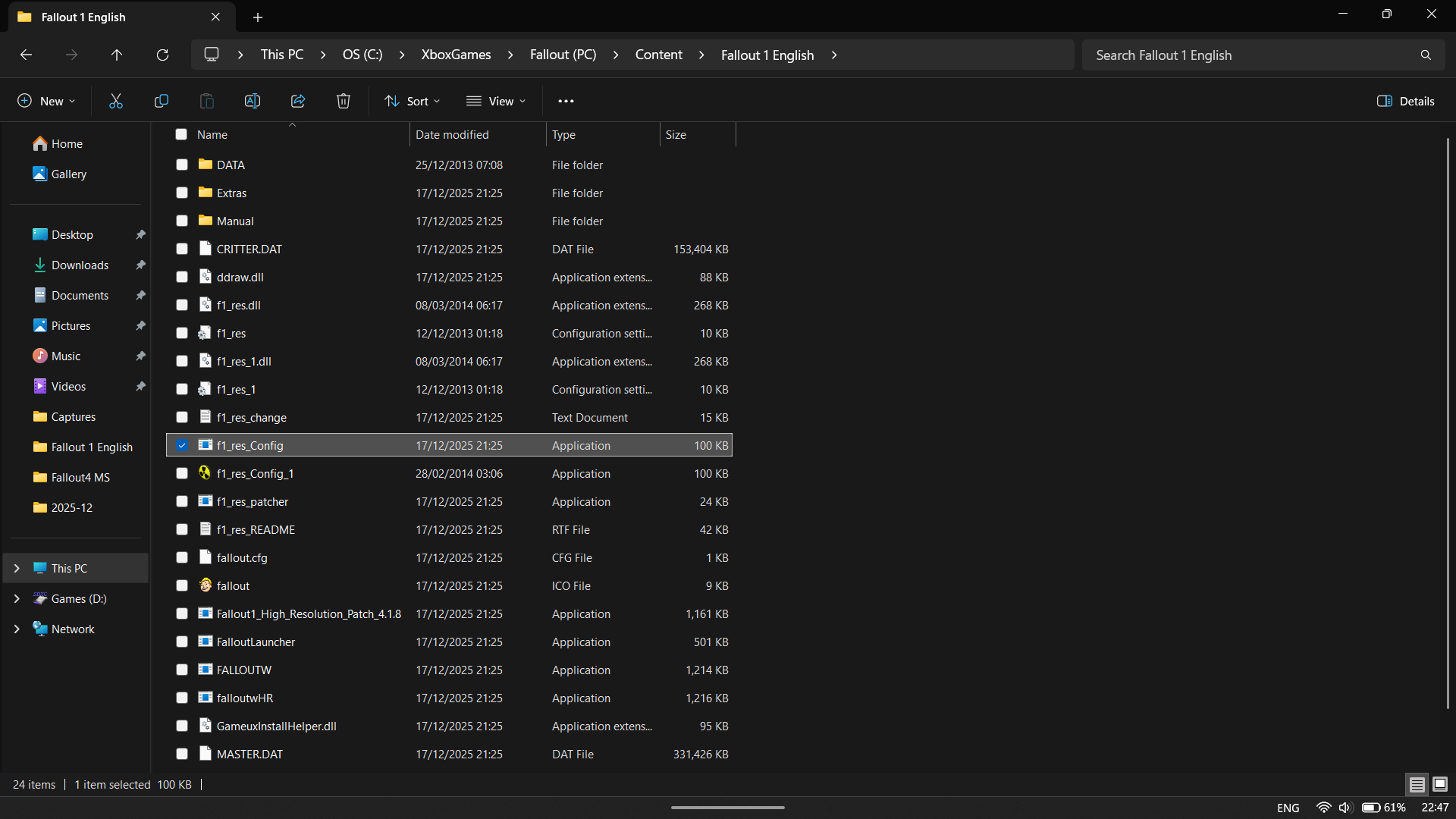 How to navigate to the correct folder to change Fallout settings