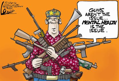 Editorial cartoon U.S. Shootings Guns Mental health