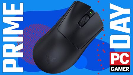 The Razer DeathAdder V3 HyperSpeed Wireless Gaming Mouse floats in the funky PCG Prime Day deal void.