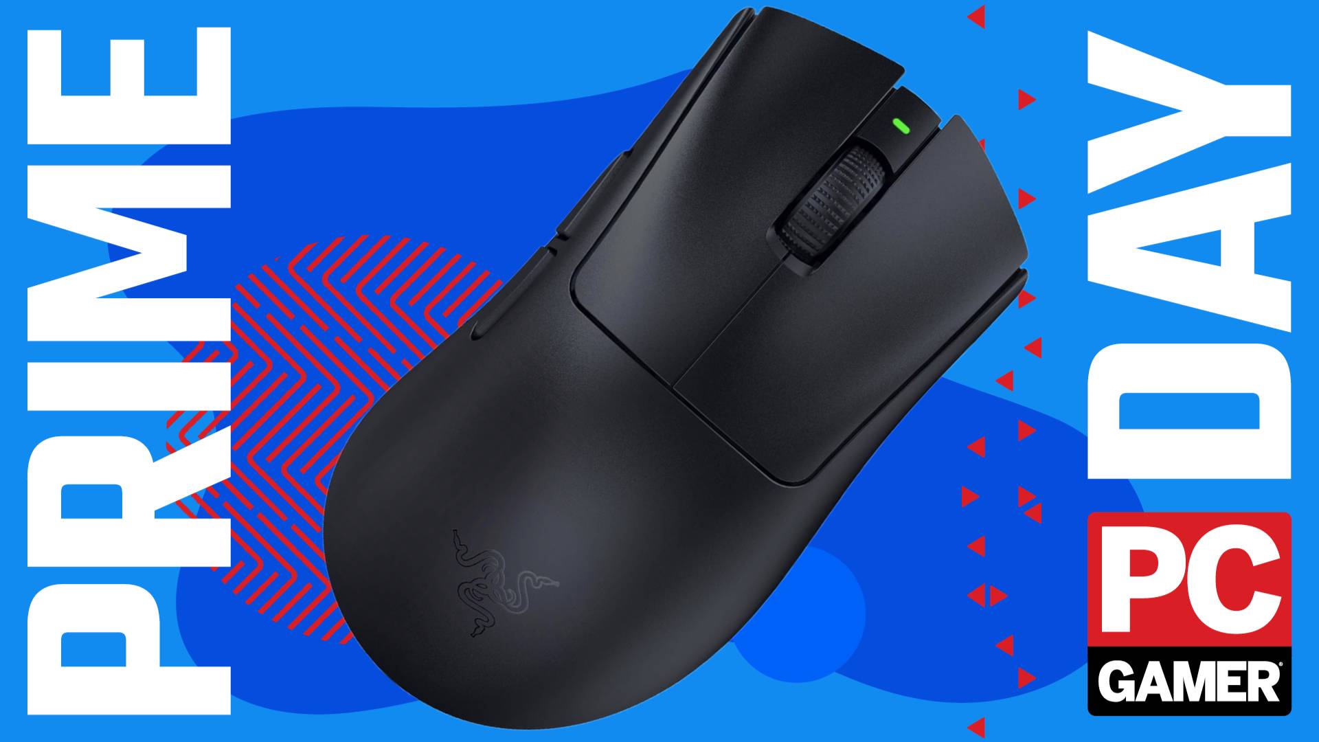 The Razer DeathAdder V3 HyperSpeed Wireless Gaming Mouse floats in the funky PCG Prime Day deal void.