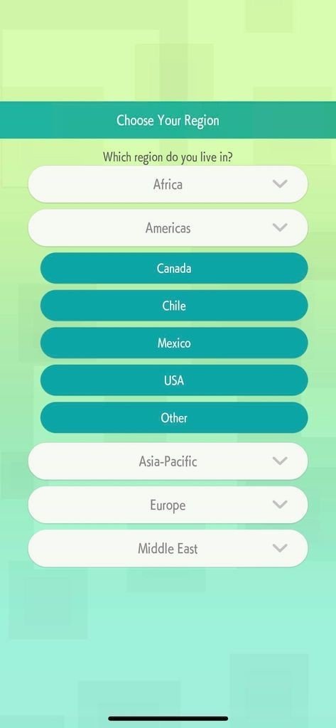Pokemon Home App Pick Country