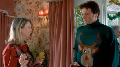 Colin Firth in a Christmas jumper alongside Renee Zellweger in Bridget Jones' Diary