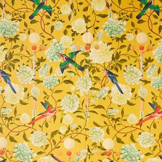 yellow floral patterned wallpaper