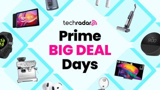 Amazon Prime Big Deal Days header image with a collage of tech products around the outside.