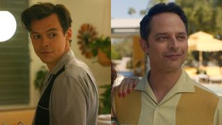 From left to right: Harry Styles and Nick Kroll in Don't Worry Darling.