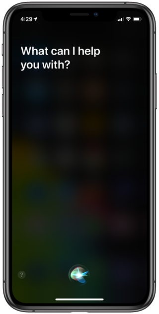 iPhone XS with Siri activated