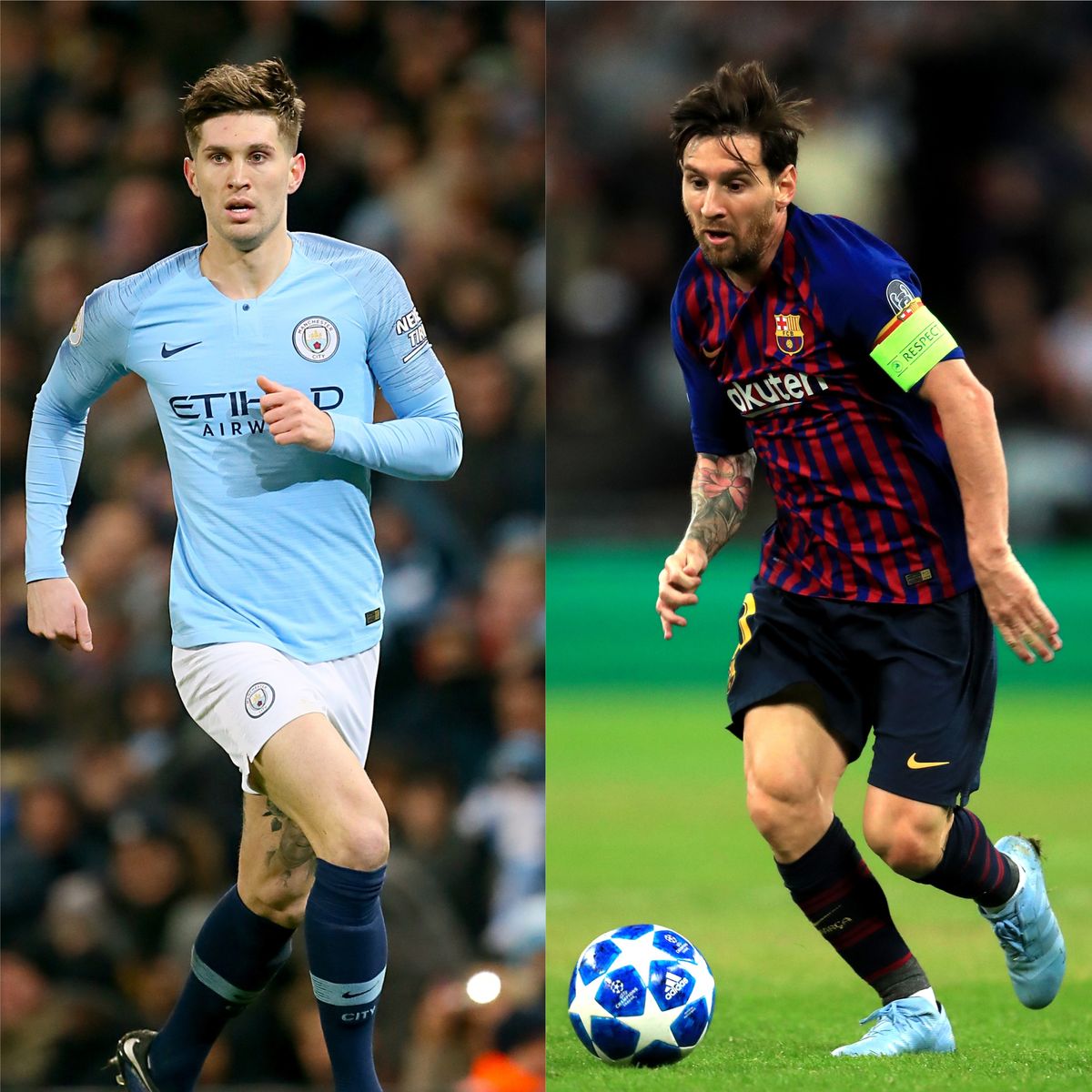 John Stones and Lionel Messi